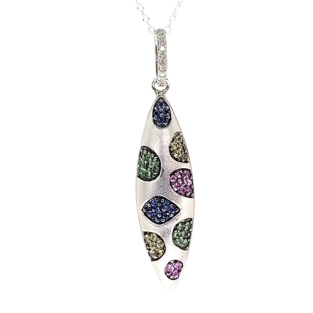 EFFY 925 Sterling Silver Gemstone and Diamond Pendant with 18" Chain Necklace